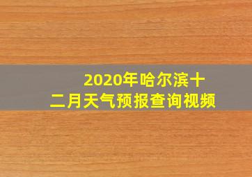 2020年哈尔滨十二月天气预报查询视频