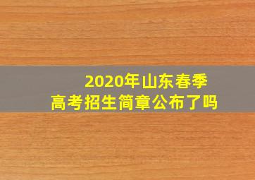 2020年山东春季高考招生简章公布了吗