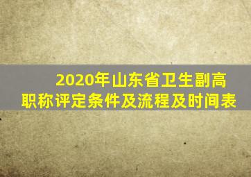 2020年山东省卫生副高职称评定条件及流程及时间表