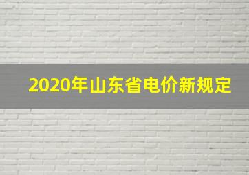 2020年山东省电价新规定