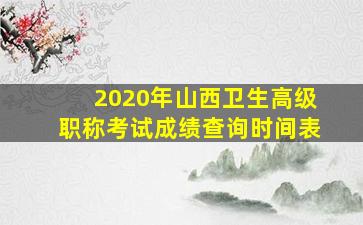 2020年山西卫生高级职称考试成绩查询时间表