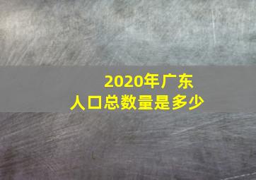 2020年广东人口总数量是多少