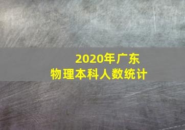 2020年广东物理本科人数统计