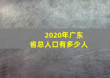 2020年广东省总人口有多少人