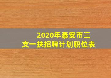 2020年泰安市三支一扶招聘计划职位表