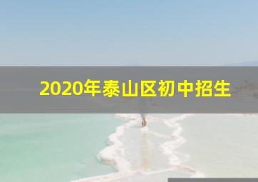 2020年泰山区初中招生