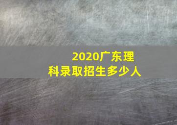 2020广东理科录取招生多少人