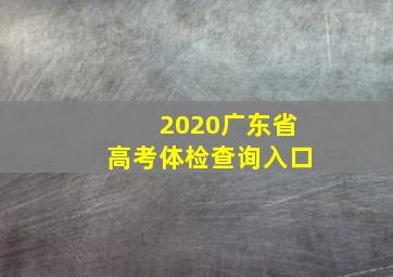 2020广东省高考体检查询入口