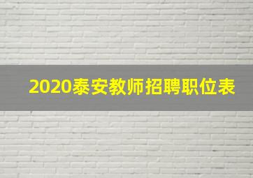 2020泰安教师招聘职位表