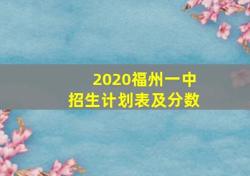 2020福州一中招生计划表及分数