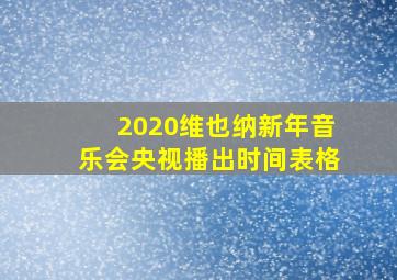 2020维也纳新年音乐会央视播出时间表格