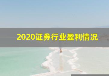 2020证券行业盈利情况