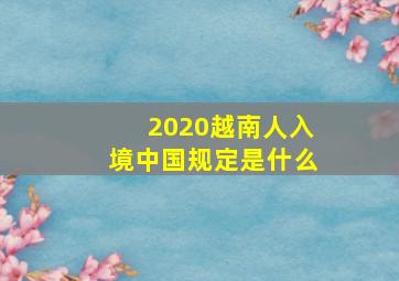 2020越南人入境中国规定是什么