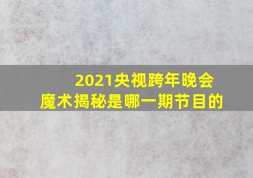 2021央视跨年晚会魔术揭秘是哪一期节目的