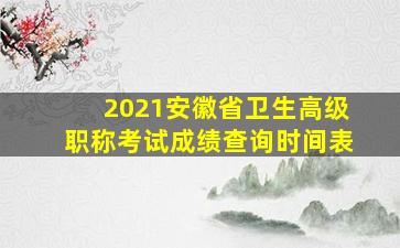 2021安徽省卫生高级职称考试成绩查询时间表