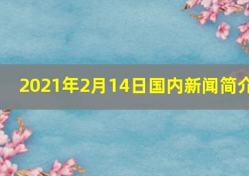 2021年2月14日国内新闻简介