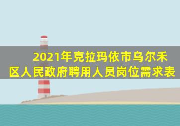 2021年克拉玛依市乌尔禾区人民政府聘用人员岗位需求表