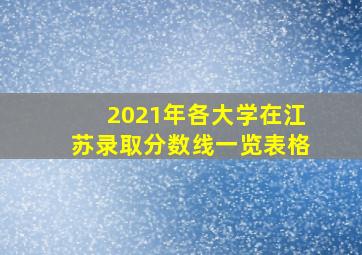 2021年各大学在江苏录取分数线一览表格