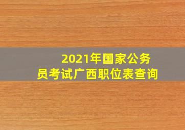 2021年国家公务员考试广西职位表查询