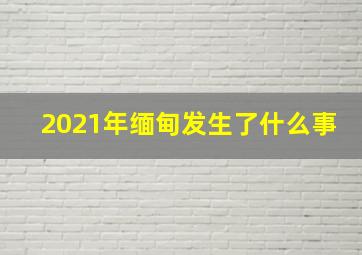 2021年缅甸发生了什么事