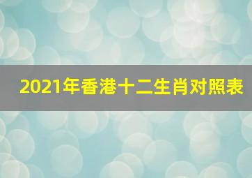 2021年香港十二生肖对照表