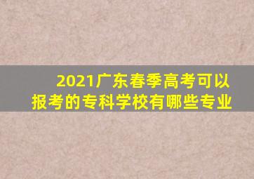 2021广东春季高考可以报考的专科学校有哪些专业