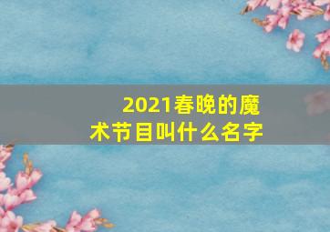 2021春晚的魔术节目叫什么名字