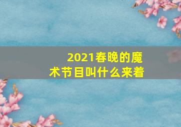 2021春晚的魔术节目叫什么来着