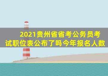 2021贵州省省考公务员考试职位表公布了吗今年报名人数