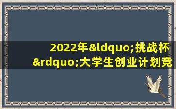 2022年“挑战杯”大学生创业计划竞赛