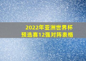 2022年亚洲世界杯预选赛12强对阵表格