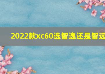 2022款xc60选智逸还是智远