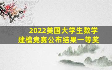 2022美国大学生数学建模竞赛公布结果一等奖