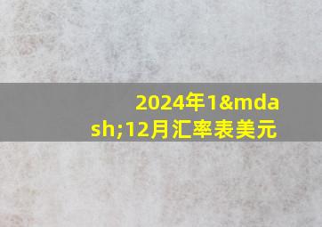 2024年1—12月汇率表美元