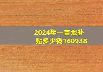 2024年一亩地补贴多少钱160938