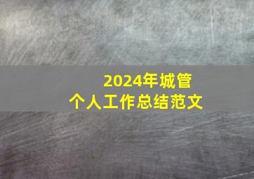 2024年城管个人工作总结范文