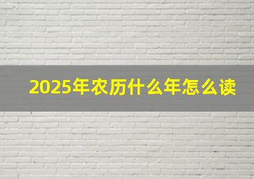 2025年农历什么年怎么读