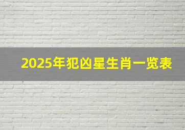 2025年犯凶星生肖一览表