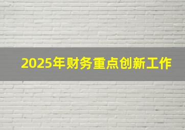 2025年财务重点创新工作