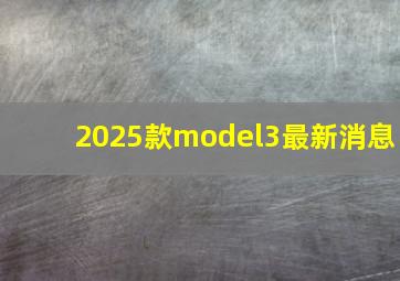 2025款model3最新消息