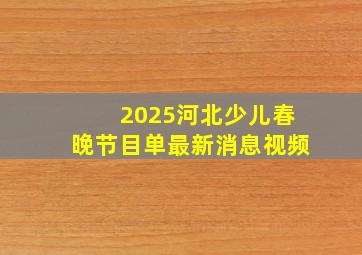 2025河北少儿春晚节目单最新消息视频