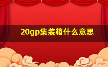 20gp集装箱什么意思