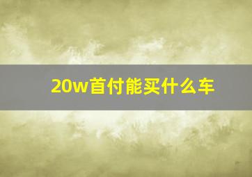 20w首付能买什么车