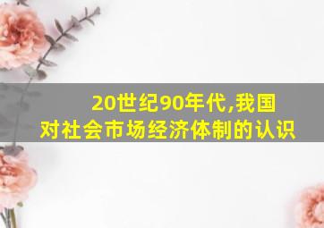 20世纪90年代,我国对社会市场经济体制的认识