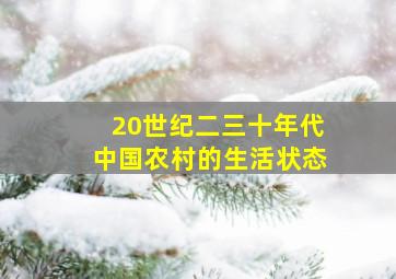 20世纪二三十年代中国农村的生活状态