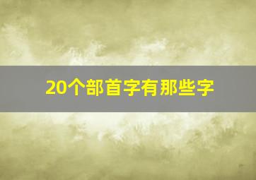 20个部首字有那些字