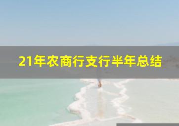 21年农商行支行半年总结