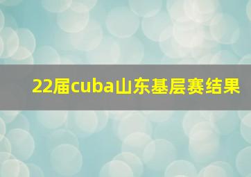 22届cuba山东基层赛结果