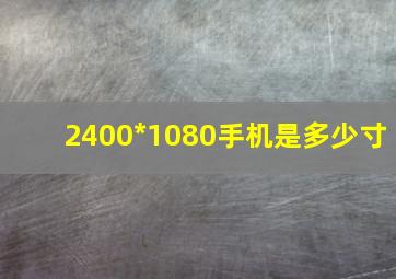 2400*1080手机是多少寸