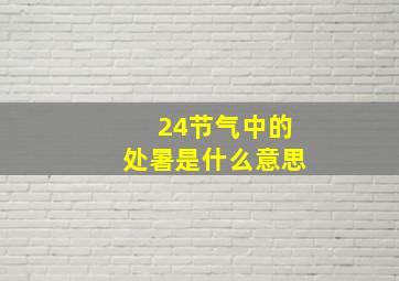 24节气中的处暑是什么意思